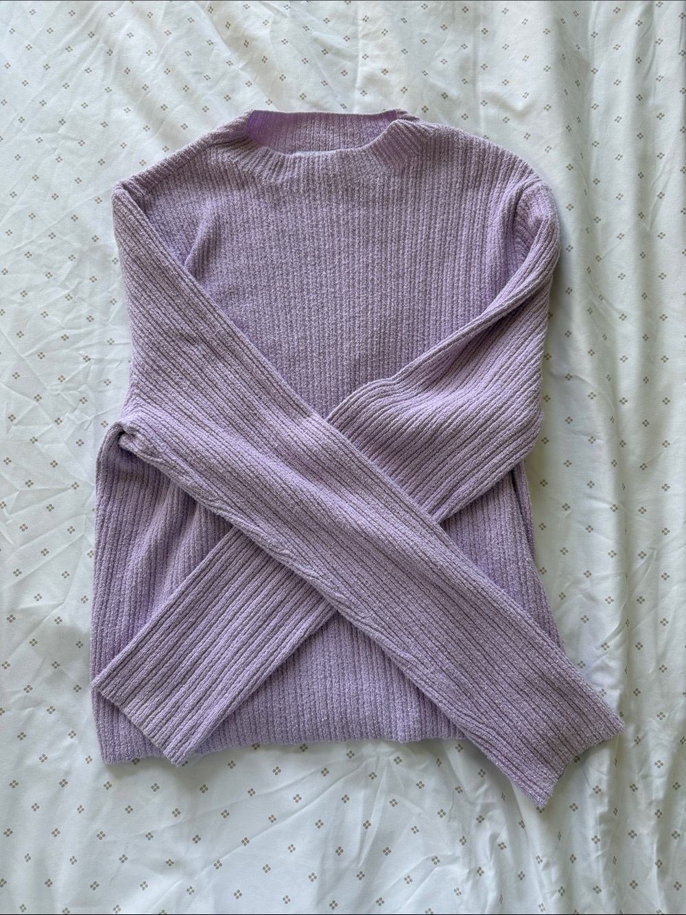 Lavender Ribbed Mockneck Sweater